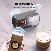 READY STOCKDigital Alarm Clock with Bluetooth Speaker Radio Alarm Clock Dual Alarm Bedside Clock with Snooze FM Radio AUX Function TF Card Support LED Mirror Display