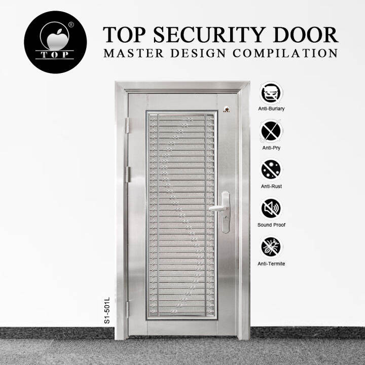 (PRE ORDER) TOP SECURITY DOOR Full Body / Half Plate Stainless Steel 304 Door Series 3'ft(W)x7