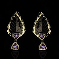 [COD] and new factory direct selling wish AliExpress ebay popular feather two-color earrings wholesale