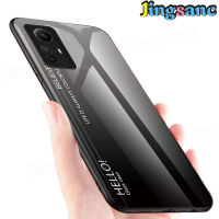 Jingsanc สำหรับ Xiaomi Redmi Note 12S เคสโทรศัพท์ไล่ระดับสี9H กระจกเทมเปอร์ทีพียูอ่อนมีสีเคสมีขอบฝาครอบป้องกัน Xiaomi Redmi Note 12S