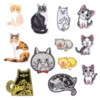 Cartoon Cat Iron on Patches for Clothing DIY Embroidery Stripe on Clothes Animals Sequin Applique Badge Applique Cloth Fabric Haberdashery