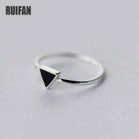 Ruifan 925เงินสเตอร์ลิง Minimalist สามเหลี่ยมสีดำเคลือบ Silm บางเปิดแหวนผู้หญิงหญิงเครื่องประดับ Fine ขายส่ง YRI137