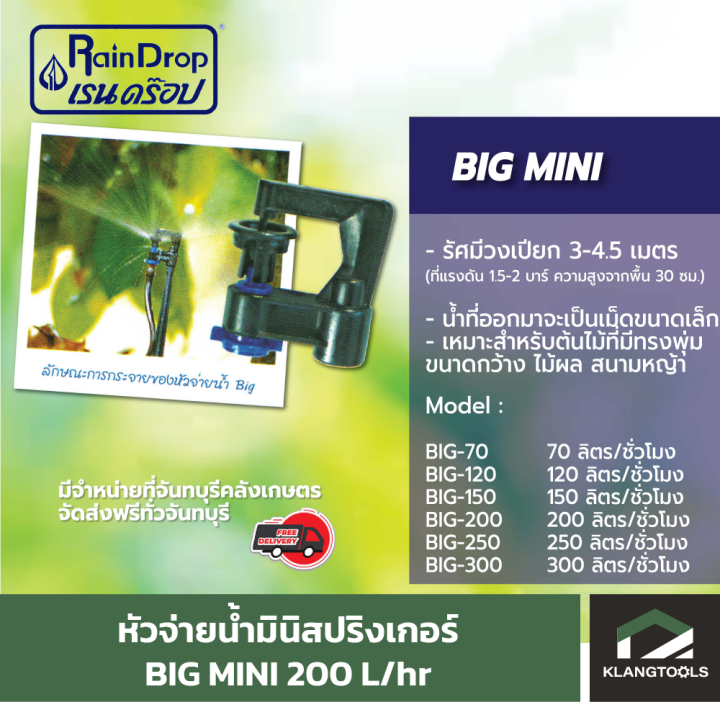 หัวน้ำ-raindrop-หัวมินิสปริงเกอร์-minisprinkler-หัวจ่ายน้ำ-หัวเรนดรอป-รุ่น-big-mini-200-ลิตร-แพ็ค-100-ตัว