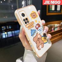 เคส JIUMOO สำหรับ Xiaomi MI 10T 10T Pro Redmi เคสลายการ์ตูนใบหน้ายิ้ม K30s หมีขอบด้านข้างดีไซน์ใหม่สี่เหลี่ยมเคสมือถือบางกรอบฝาปิดเลนส์กล้องเต็มปกป้องเคสนิ่มกันกระแทก