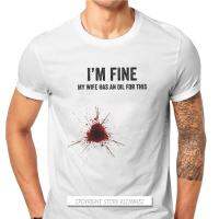 Bloodsns Spoofing Prank Gunshot Wounds MenS Tshirt IM Fine My Wife Has An Oil For This Basic T-Shirt Sweatshirts