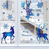 1Set Removable Christmas PVC Static Sticker Elk Window Stickers Beautify Snowflake Wall Decals New Year Party Home Glass Decor