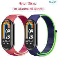 BLUESN ไนลอนสายระบายอากาศสำหรับ Xiaomi Mi วง8สายรัดข้อมือสมาร์ทวอทช์สร้อยข้อมือสายสำรองสำหรับ Xiomi Mi Band 8อุปกรณ์เสริม