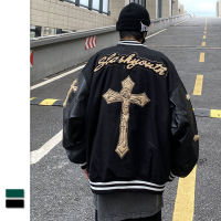 Cross American Baseball Uniform Mens er Jacket Hip Hop Harajuku Vintage Letter Embroidery Patchwork Streetwear Uni Coat