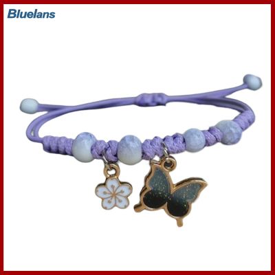 Bluelans®ดอกไม้สร้อยข้อมือแฟนสาวผีเสื้อทอผู้หญิงมีเสน่ห์สร้อยข้อมือถักหวานเครื่องประดับแฟชั่น