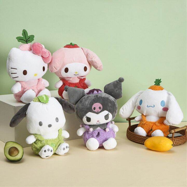 20cm-ใหม่ชุดผักอะนิเมะ-sanrio-hello-kitty-kuromi-cinnamoroll-ตุ๊กตายัดนุ่นยัดไส้หมอนของเล่นของขวัญเด็กผู้หญิง2023