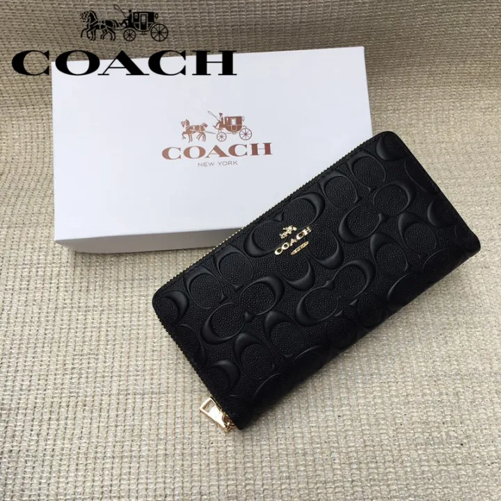 Coach wallet women fashion zipper wallet solid color embossed C pattern  limited time sale 53834 | Lazada PH