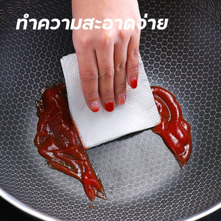 กระทะรังผึ้ง-non-stick-ขนาด-34cm-กระทะสแตนเลส-pan-กระทะเกาหลี-กระทะก้นลึก-กะทะเหล็ก-กระทะทรงกลม-กระทะไม่ติดกระทะ-teflon-cooking-กระทะทอด