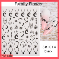 Family Flower Flash Sale สติกเกอร์ติดเล็บสีเงินสติกเกอร์ตกแต่งเล็บรูปพระจันทร์ดาวพร้อมล็อครูปปีกนางฟ้าที่มีเสน่ห์3D แถบเลื่อนกาวอุปกรณ์ตกแต่งฤดูใบไม้ผลิ