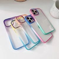 เคสหลังใสขอบสีทูโทน สำหรับ Oppo A17 A17K A96 Reno7 Reno7Z A76 A74 A54 A53 A53S A9-20 A5-20 A16 A16K A15 A15S A5S สำหรับ RealmeC11