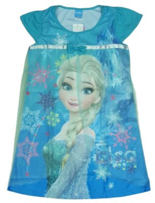 เสื้อผ้าเด็กลายการ์ตูนลิขสิทธิ์แท้ เด็กผู้หญิง ชุดเที่ยว ชุดเจ้าหญิง ชุดแขนสั้น/กุด ชุดประโปรง เดรส ดิสนีย์ Frozen Disney ผ้ามัน DFZ215-382 BestShirt