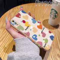 เคส Chenyyka สำหรับ Realme 3 Pro 3i X Lite เคสการ์ตูนสีหัวใจความรักขอบดีไซน์ใหม่สี่เหลี่ยมบางเคสมือถือลายเคลือบบางกล้องฝาปิดเลนส์กันกระแทกเคสนิ่ม