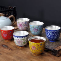 Creative Ceramic 999 Silver Liner Teacup Kung Fu Enamel Color Master Cup Porcelain Office Water Mug Tea Set Home Drinkware