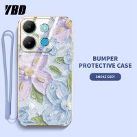 YBDเคสดอกไม้ไข่มุกสำหรับ Infinix Note 30 Note 30i 4G 5G Note 30 VIP Smart 7 HD Smart 7 เคสดีไซน์ใหม่กันกระแทกลวดลายภาพวาดสีน้ำมันนิ่มพร้อมฟรีสายคล้อง