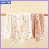 MUMU ผ้าห่อตัว ผ้าคลุมรถเข็นเด็ก ผ้าย่น ผ้าอ้อมมัสลิน ผ้าห่มสำหรับเด็ก ผ้าห่มห่อตัว พิมพ์ลายดอกไม้