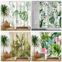 Tropical Turtle Leaf Shower Curtains Plants Bohemia Curtain Waterproof Polyester Curtain Boho Bath Curtain Home Decor With Hooks