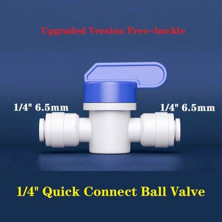 Water Purifier Ball Valve RO Straight 1/4" 3/8" 1/2'' OD Hose Quick