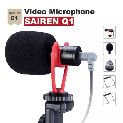 SAIREN Q1 Condenser Video Recording Microphone Gopro Smartphone Vlogging  ไมโครโฟน 3.5 mm สำหรับมือถือ และกล้องวีดีโอ