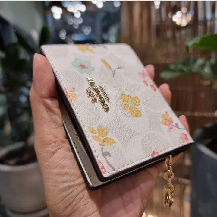 Coach Snap Wallet In Signature Canvas With Mystical Floral Print C8704