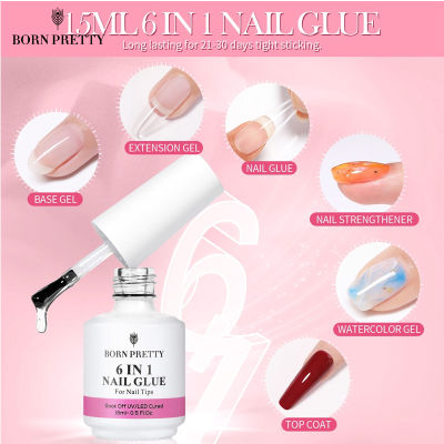 BORN PRETTY 6 In 1 15Ml กาวติดเล็บเจลทาเล็บเจลทาเล็บเจลลอกออกได้ง่ายกาวเจลเพ้นท์เล็บ