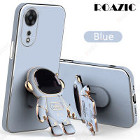 ROAZIC เคสโทรศัพท์4G สำหรับ A78 OPPO พร้อมที่วางนักบินอวกาศฝาหลังตั้งซิลิโคนแบบนิ่มเคสมีขอบชุบผิวตรง