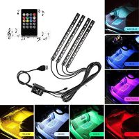 Car Interior Atmosphere Neon Light LED Multi Color RGB Voice Sensor Sound Music Control Decor Decorative Lamp Car Lighting 12v