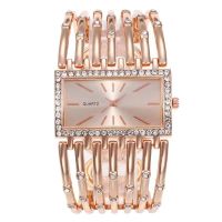 【July】 Cross-border foreign trade hot style high-end fashion diamond-encrusted ladies bracelet watch simple casual broadband square quartz womens