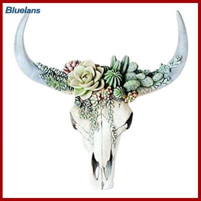 [ขายดี] เครื่องประดับติดผนังสวยเรซิ่นตกแต่ง Succulent/ดอกไม้ Cow Skull แขวนจี้สำหรับห้อง