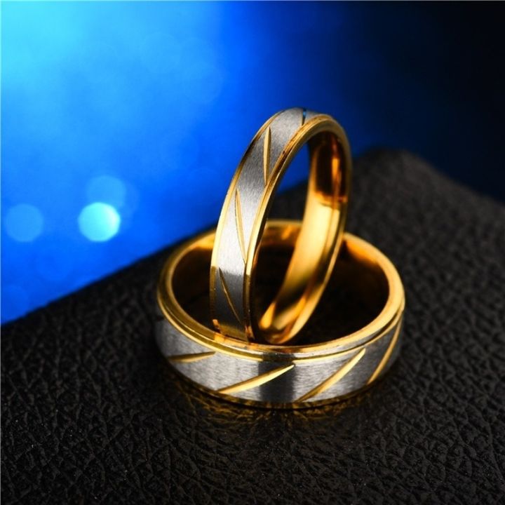 mm75-ไทเทเนียมเหล็กแหวนคู่สีทองคลื่นแบบแต่งงานอินฟินิตี้แหวนผู้ชายและผู้หญิงหมั้นเครื่องประดับของขวัญ