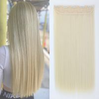 Synthetic 5 Clip In Hair Extensions Natural Blonde Brown Long Straight Hairstyles Heat Resistant Fake Hairpiece For Women Wig  Hair Extensions  Pads