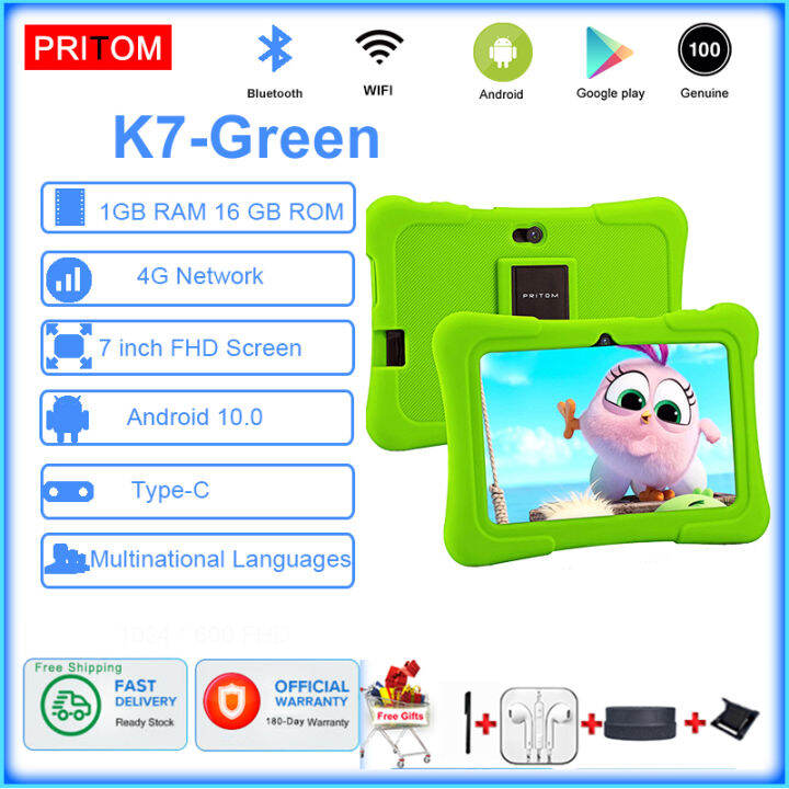 Pritom K7 Tablet Android PC Kid Tablet 7 Inch Android 10.0 1024 * 600