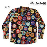 ?ส่งฟรี?เชิ้ตแขนยาว งานต่อลาย Mr.Junko ผ้าซาติน นิ่มใส่สบายไม่ร้อน N-3162-L