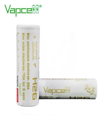 ถ่านชาร์จ Vapcell 18650 สีขาว 2600 mAh 25A H26 แพค 2 ก้อน แถมกระเป๋าใส่ถ่าน