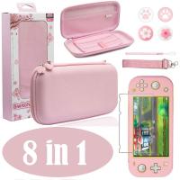 8 1 Pink Carrying Accessories for Console Glass Protector Thumb Stick Grips