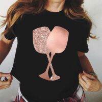 2023 NEW New Rose Gold Wine Glasses Tshirts Women Short-sleeve Casual Short Sleeve O-neck Fashion Printed 100% Cotton Summer New Tops Round Neck Cheap Wholesale Funny t Shirt Branded t Shirt Men Unisex Pop Style Xs-3xl fashion