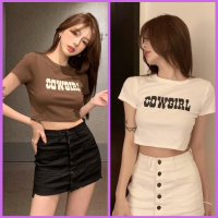 900Shop?เสื้อยืดทรงครอป สกรีน COWGIRL 2 สี สวยๆ