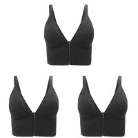 3pc Womens Tube Top Sexy Tops Push Up Corset Front Zipper Crop Tops Girls Underwear Seamless Lingerie Camisoles Sports Tank Top