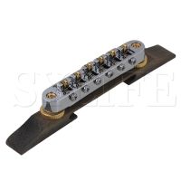 Chrome Plated Adjustable Rosewood Base Bridge Tailpiece for Jazz Guitar