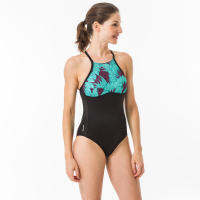 OLAIAN ชุดว่ายน้ำวันพีซ ANDREA KOGA MALDIVES Womens 1-Piece Surf Swimsuit With Open X Or H Back.