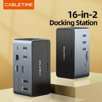 CABLETIM แท่นเสียบ USB PD100W หลายฮับ HDMI DP ตู้ SSD RJ45บัตร TF สำหรับ MacOS Windows แล็ปท็อป Feona