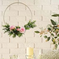 10Piece Garland Simulation Flower Big Circle Wood Tabletop Decoration Circle Metal