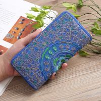 New Ethnic Embroidery Flower Zipper Clutch Wallet Handbag Women Long Purse Bank Card Coin Pocket Credit Card Holder carteras