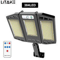 LITAKE ไฟถนน Led พลังงานแสงอาทิตย์990000lm พร้อมโคมไฟทนฝนและแดด Ip65เซ็นเซอร์ตรวจจับการเคลื่อนไหว Pir สำหรับสวนนอกลาน