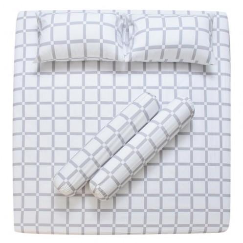 bari-เบสิโค-ชุดผ้าปูที่นอน-ลายตาราง-สีขาว-ขนาด-6-ฟุต-5-ชิ้น