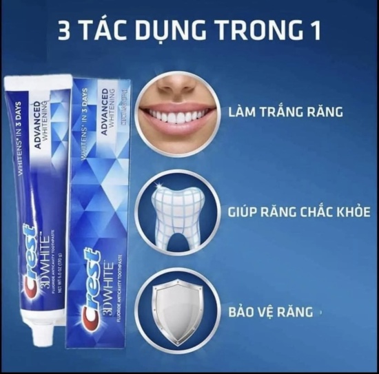 Kem đánh răng crest 3d white advanced triple whitening 158gr - ảnh sản phẩm 2