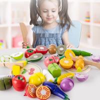 Kids Pretend Play Set Baby Cutting Fruit Vegetable Wooden Toy Toy Simulation Kitchen Set House Educational Toy Play Food U4A2